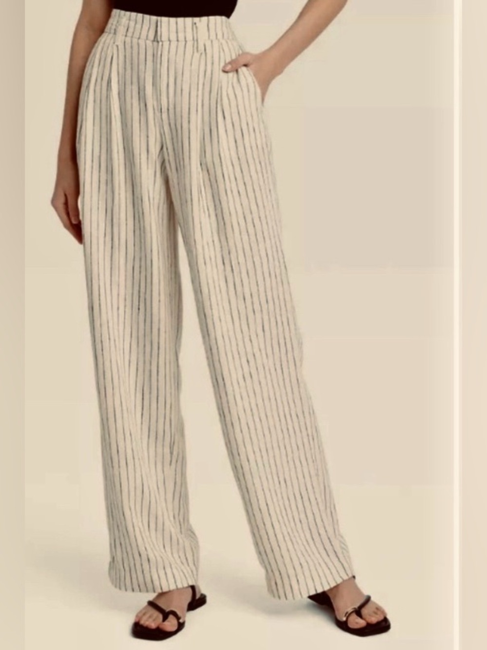 A New Day Cream Wide Leg Stripe Pants